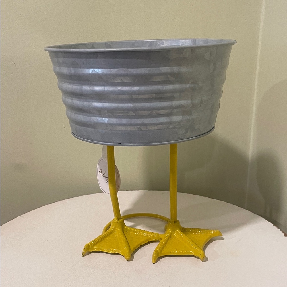 Yellow Duck Footed Metal Planter